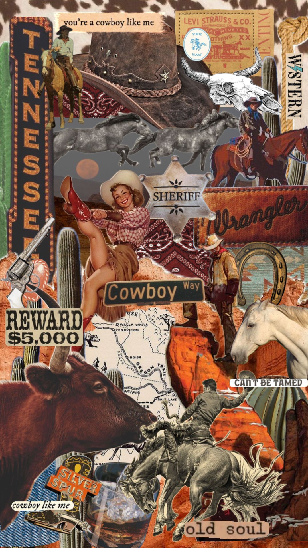 iphone wallpaper featuring vintage western art