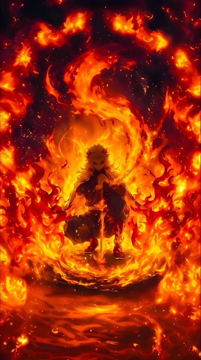 Rengoku iPhone home screen wallpaper