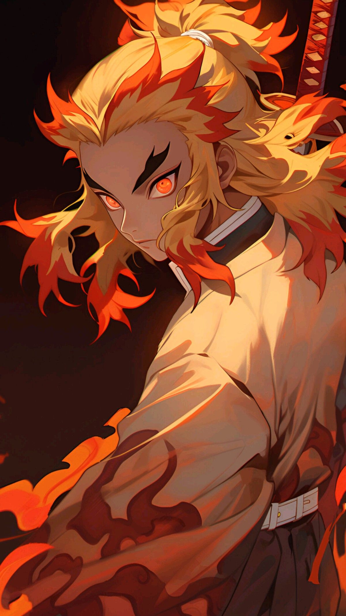 vibrant Rengoku wallpaper for iPhone